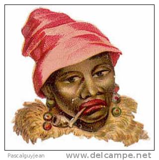 DECOUPI VISAGE DE FEMME NOIRE - AFRICAINE - PIPE - Autres & Non Classés