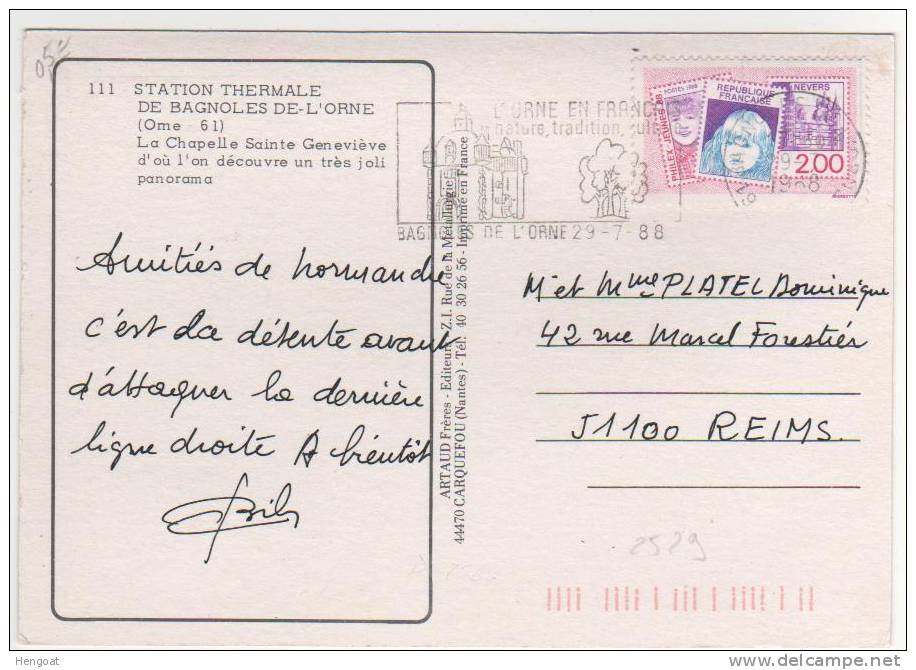 Timbre Yvert N° 2529 / Carte Du 29 /7 /88 De Bagnoles De L´Orne - Covers & Documents