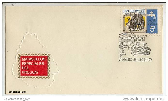 URUGUAY FDC COVER CARS  WATER  RALLY RACE - Automobile