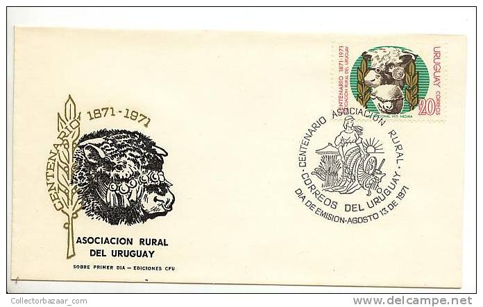 URUGUAY FDC COVER SHEEP COW CATTLE COUNTRY - Mucche