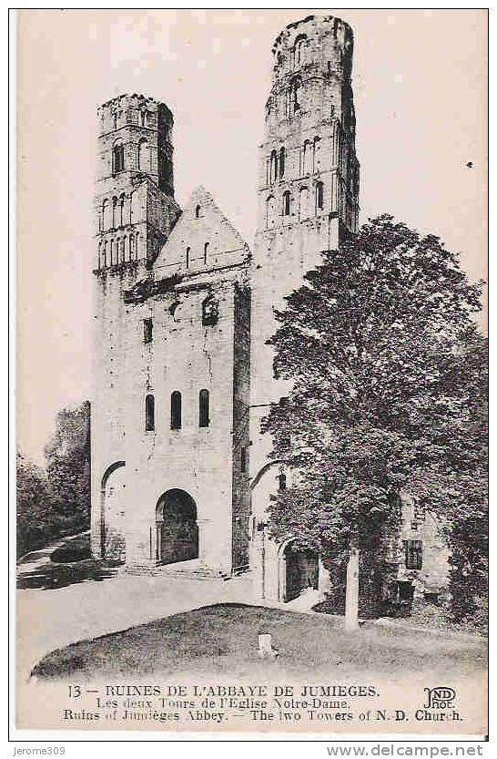 JUMIEGES - (76480) - Lot De 2 CPA - N°32 Et 13 - Ruines De L'Ancienne Abbaye De Jumiege-Les Deux Tours De L'église N.D - Jumieges