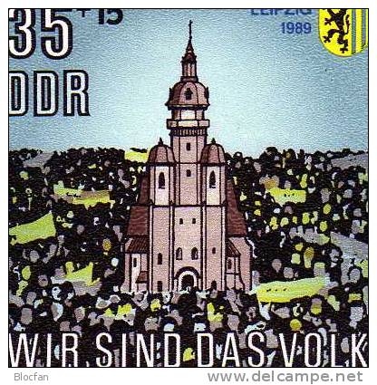 Abart Nikolaikirche Mit Punkt In Der Seitenkapelle DDR 3315 II Im ER - Block ** 36€ - Plaatfouten En Curiosa