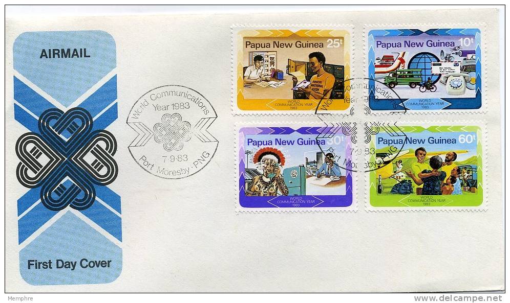 PNG 1982  FDC World Communications Year  Scott 584-7   Complete Set Of 4 - Papua New Guinea