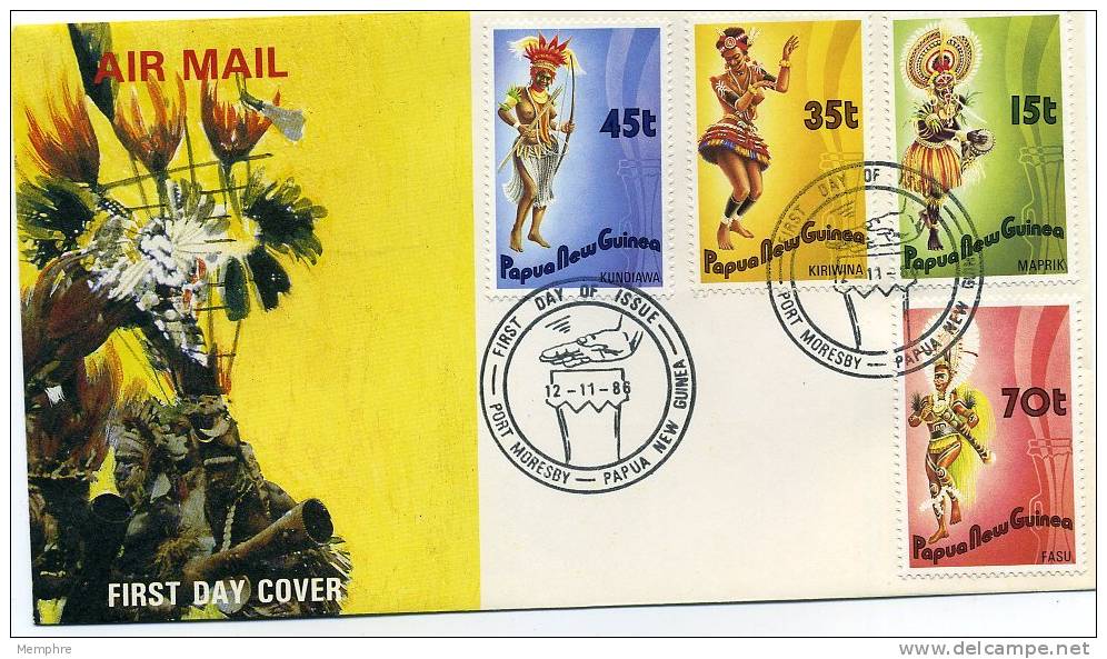 PNG 1986  FDC Folk Dancerrs   Scott 655-8   Complete Set Of 4 - Papua New Guinea