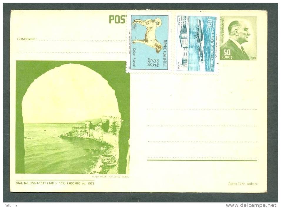 1972 TURKEY ANAMUR FORTRESS (ICEL) POSTCARD - Enteros Postales