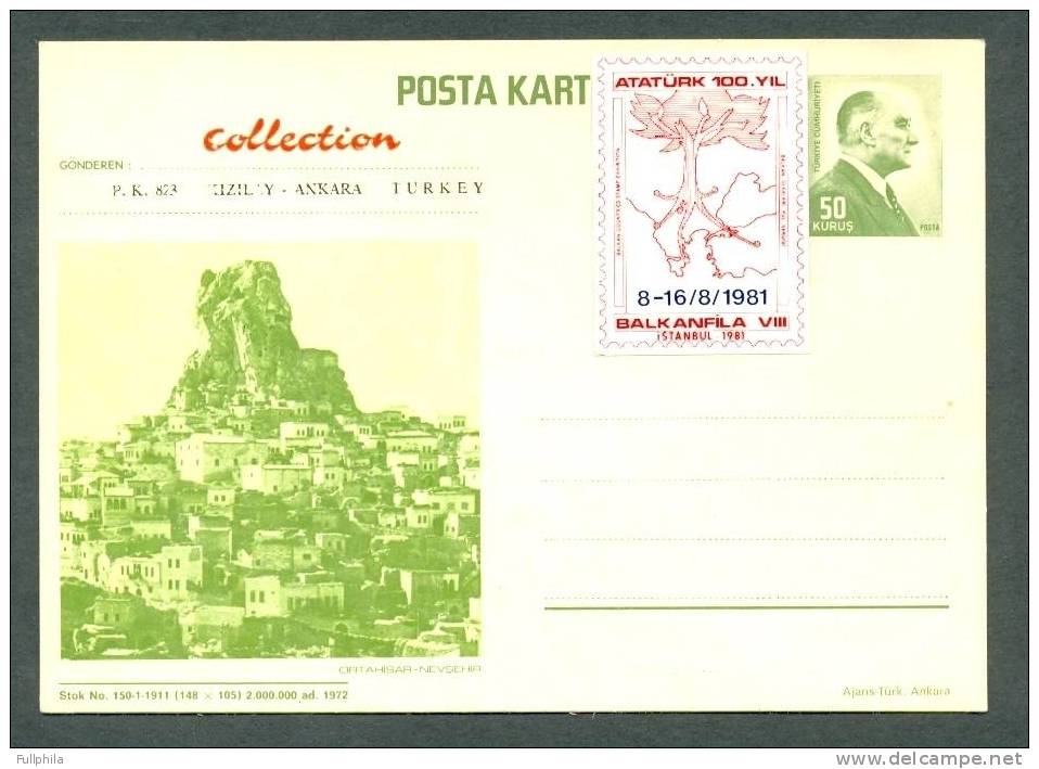 1972 TURKEY ORTAHISAR (NEVSEHIR) POSTCARD - Postal Stationery