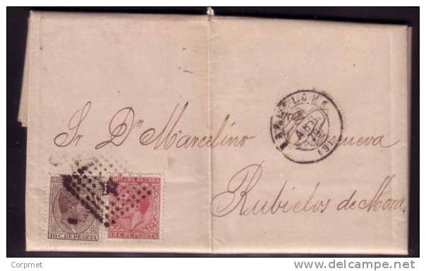 ESPAÑA - SPAIN - EDIFIL # 188 - 192 -  ENTIRE COVER BARCELONA To RUBIELOS DE MORA - Cont. FACTURA COMERCIAL - Cartas & Documentos