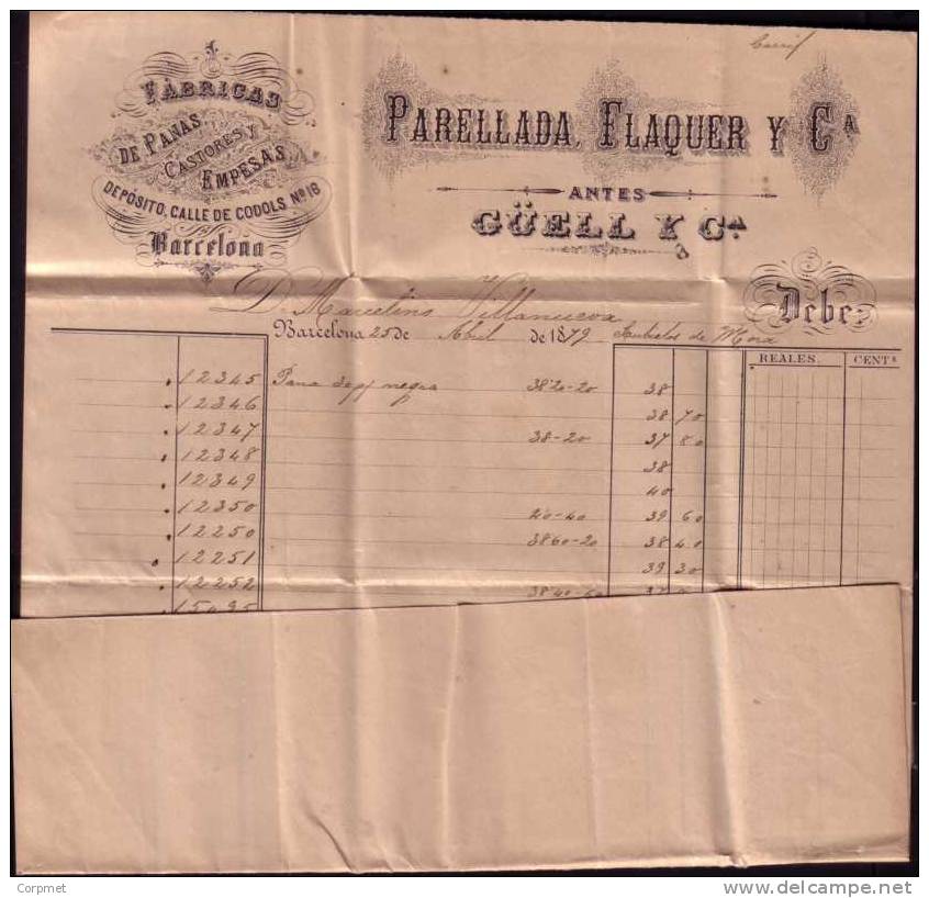 ESPAÑA - SPAIN - EDIFIL # 188 - 192 -  ENTIRE COVER BARCELONA To RUBIELOS DE MORA - Cont. FACTURA COMERCIAL - Cartas & Documentos