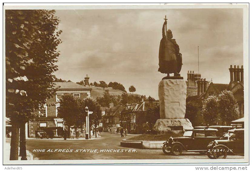 King Alfred's Statue, Winchester Auto's, Cars, Voitures Real Photograph, The Valentine - Winchester