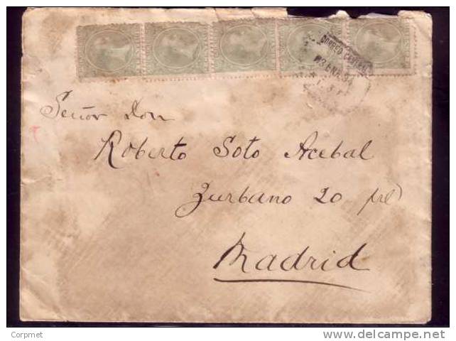 ESPAÑA - SPAIN - EDIFIL # 213 (multiple X5)  - 1894 COVER  MADRID - - Briefe U. Dokumente