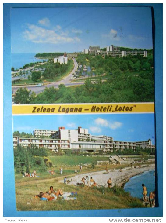 R.4652 YUGOESLAVIA JUGOSLAVIJA YUGOSLAVIA POREC PLAYA LAGUNA Y HOTEL LOTOS AÑOS 60/70 CIRCULADA MAS EN MI TIENDA - Yugoslavia