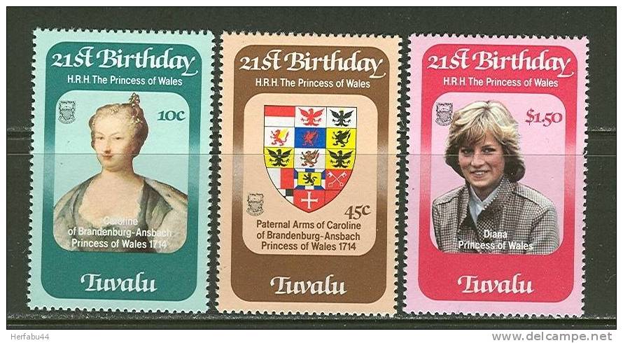 Tuvalu   Princess Diana   Set   SC# 170-72  MNH** - Tuvalu