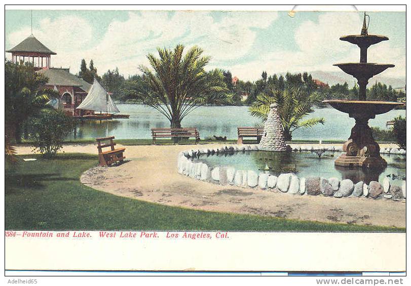 1898-1905 Fountain And Lake. West Lake Park. Los Angeles Publ: Adolph Selige - Los Angeles