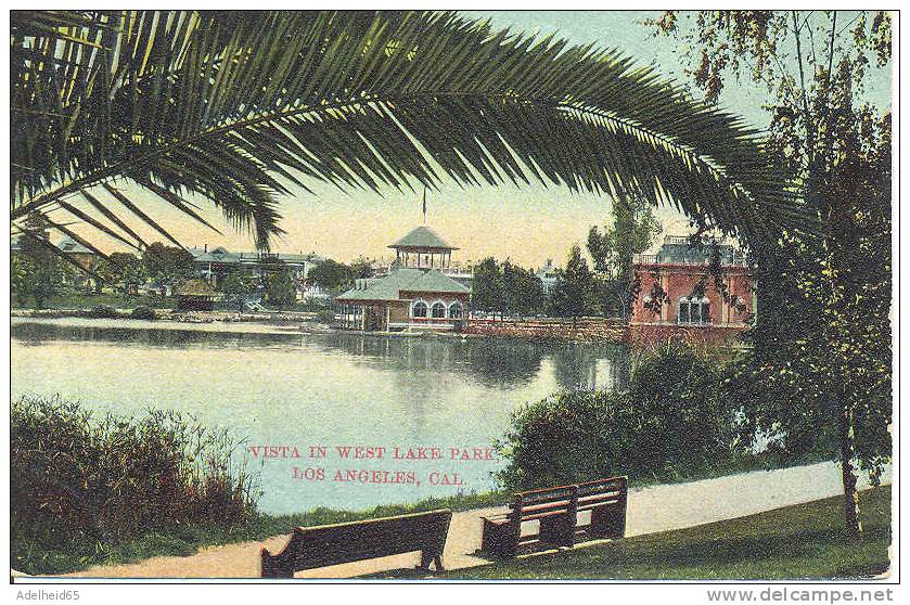 Ca 1910 Vista In West Lake Park. Los Angeles Publ: Wood's - Los Angeles