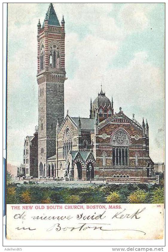 Ca 1900 The New Old South Church, Boston, MA Undivided Back With Nice Dutch Text On Back - Boston