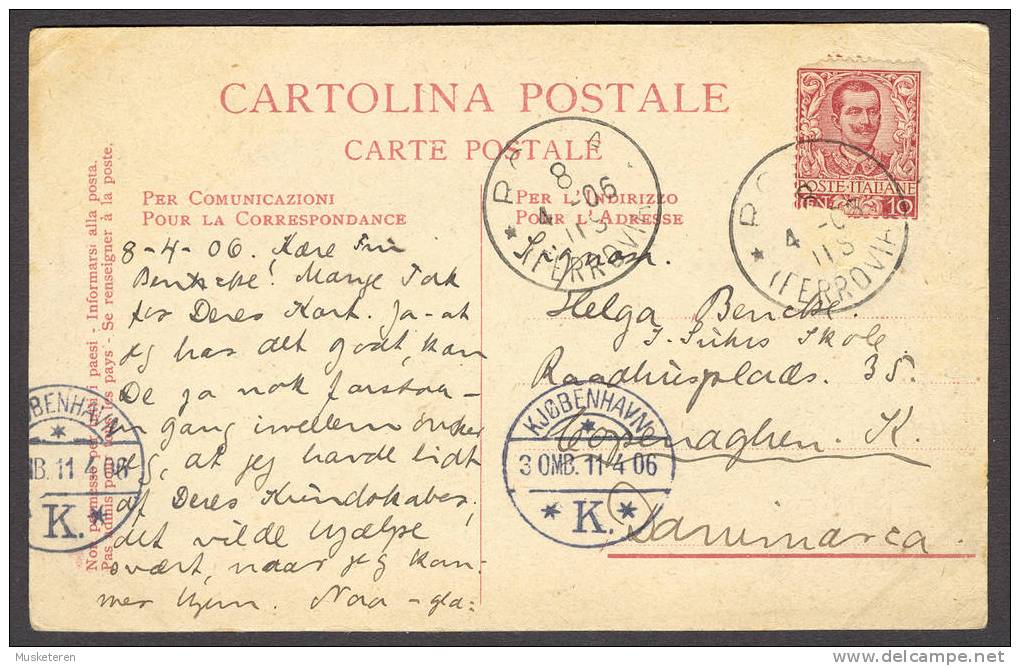 Italy PPC Roma - Panorama Dal Pincio Old Beauty Cancelled Card 1906 To Denmark Vittorio Emanuel Stamp - Mehransichten, Panoramakarten