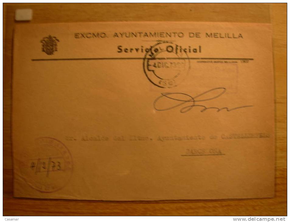 MELILLA A Barcelona Juzgado Franquicia Ayuntamiento Frontal - Postage Free