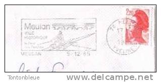 Sur Env. - Liberté De Delacroix - 2.20 - Meulan - Perches - 05/12/1985 - (A310) - Oblitérations Mécaniques (flammes)