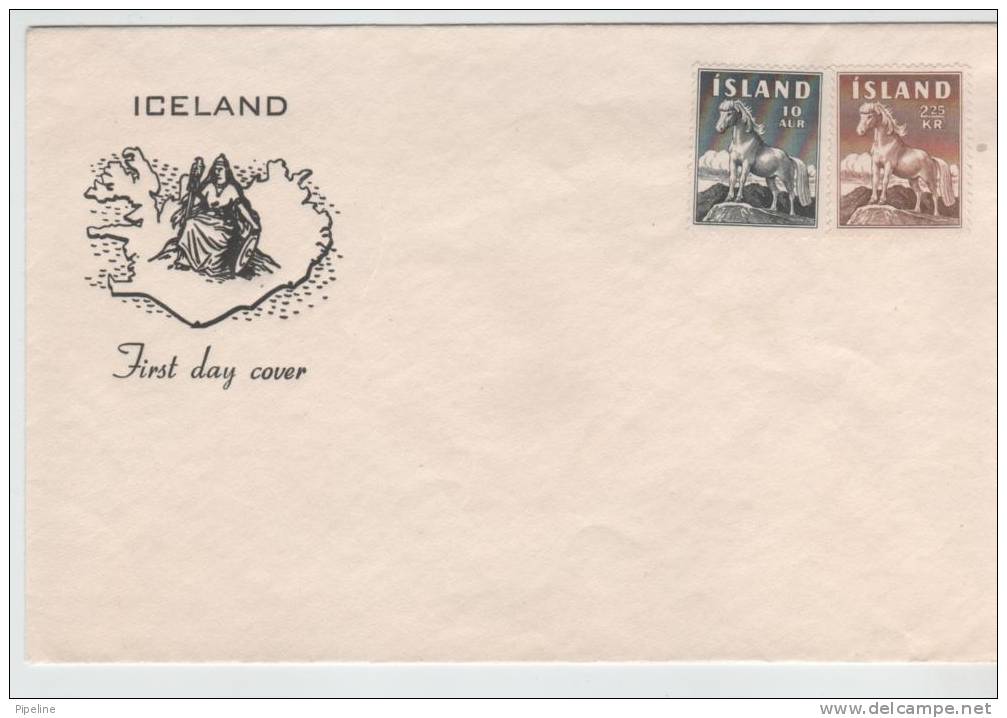 Iceland FDC Cover With ICELANDIC HORSE Not Cancelled Stamps 1958 - FDC