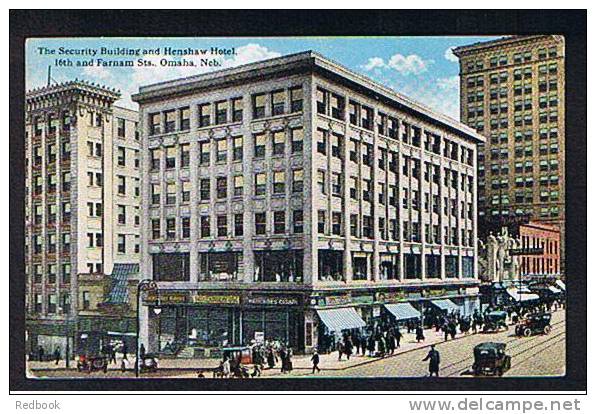 1923 Postcard Security Building & Henshaw Hotel 16th & Farnam Streets Omaha Nebraska USA  - Ref 299 - Andere & Zonder Classificatie