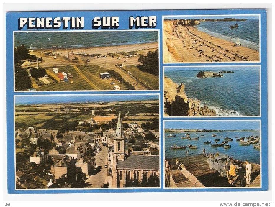 PENESTIN Sur Mer  (Morbihan)  : Multivues : Centre Ville, La Plage, La Cote Sauvage,le Port ; Années70 ; B/TB - Pénestin