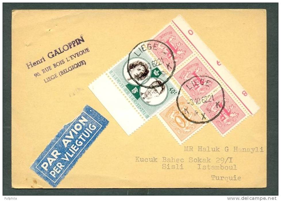 1962 BELGIUM TO TURKEY LETTERCARD - Letter-Cards