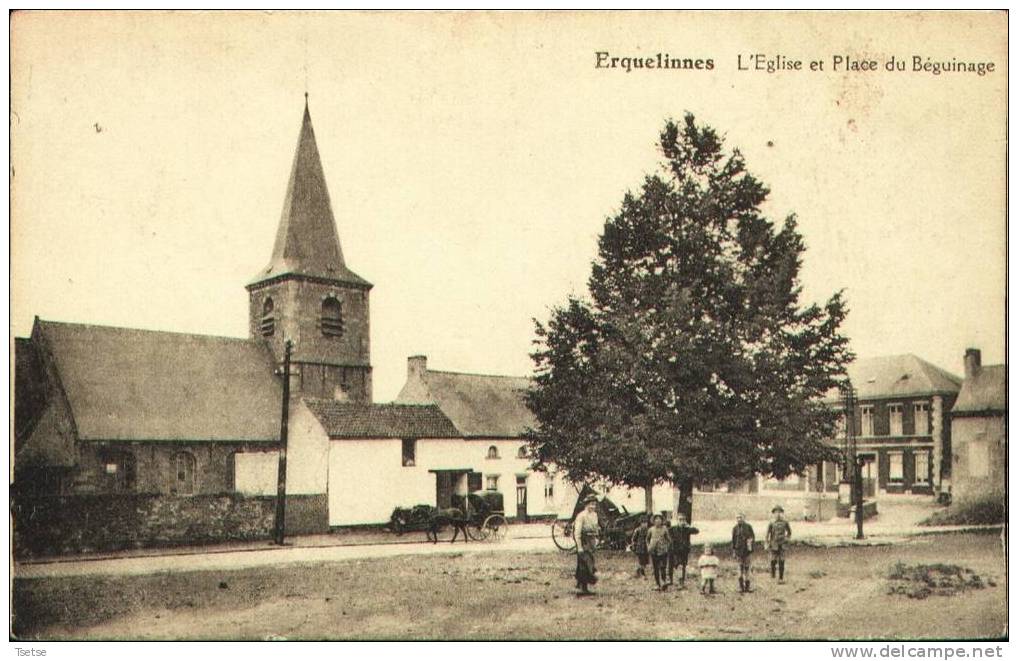 Erquelinnes - L´Eglise Et Place Du Béguinage ( Animée ) - Erquelinnes