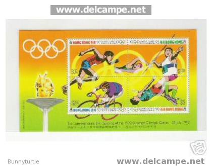 Hong Kong 1992 Summer Olympics Barcelona S/S MNH With Inscription In Margin - Nuevos