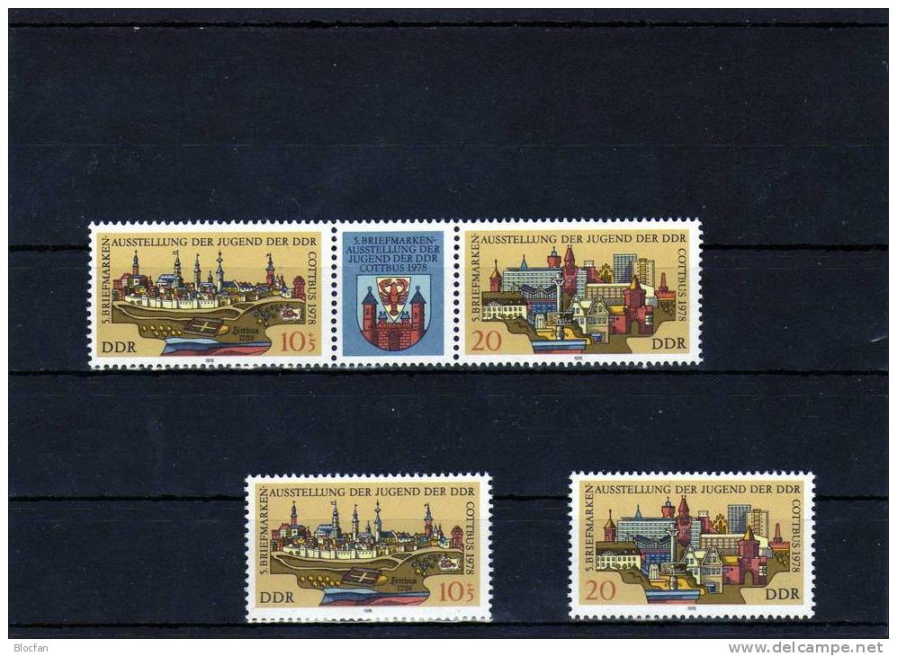 Ausstellung Der Jugend 1978 In Cottbus DDR 2343/4, ZD-Streifen Plus SD 2 ** 7€ Art Painting Philatelic Sheet Of Germany - U.P.U.