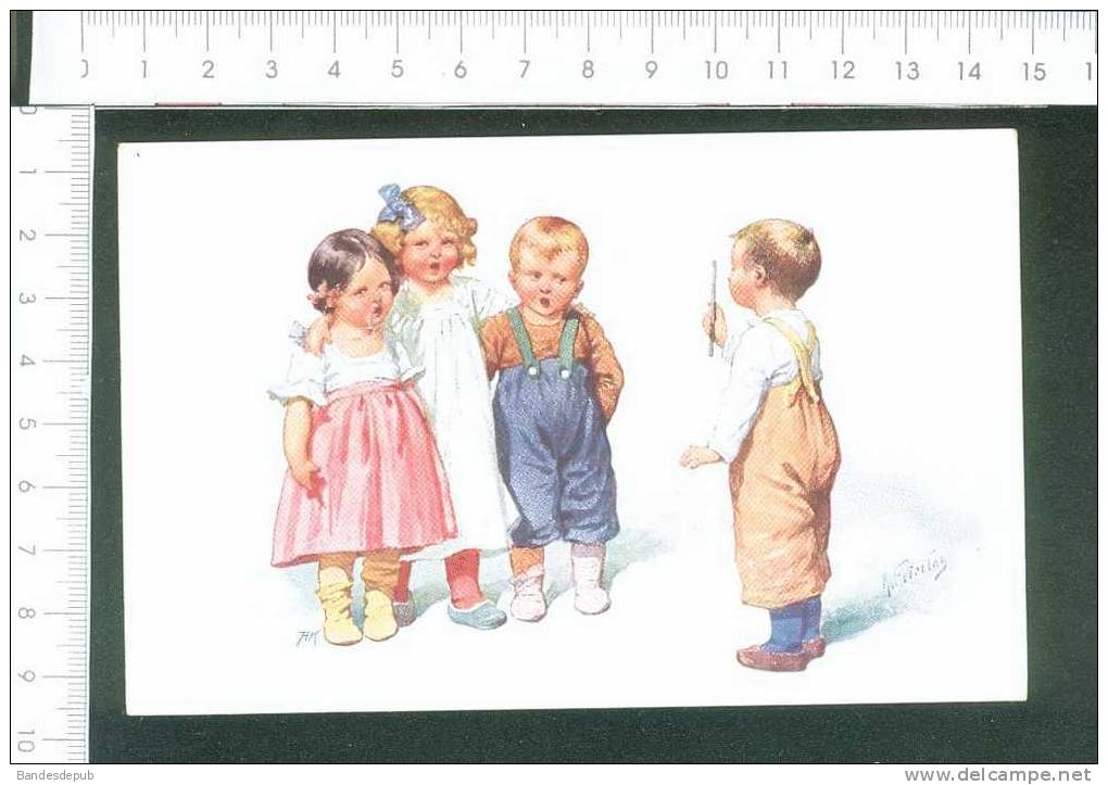 Jolie Carte Signée Karl Feiertag Enfant Chant B.K.W Austria - Feiertag, Karl