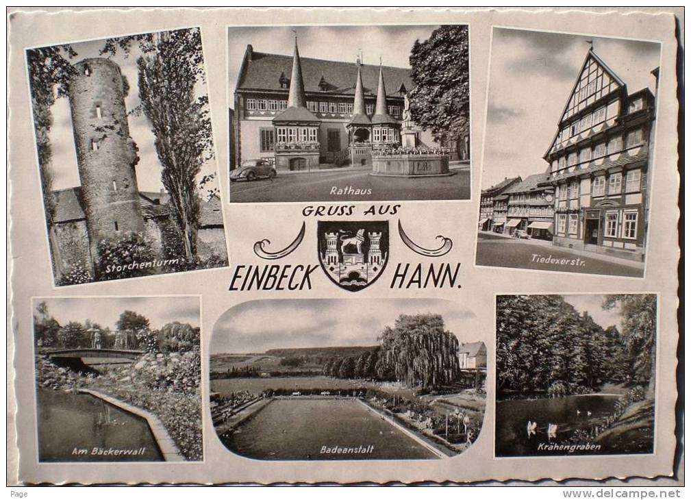 Einbeck,6-Bild-Karte,Storchenturm,Rathaus,Tiedexerstraße,Badeanstalt,Am  Bäckerwall,Krähengraben,1   960 - Einbeck