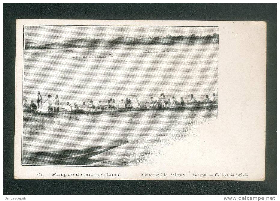 Laos - Pirogue De Course ( Indochine Animée Bateau Dos Précurseur Mottet & Cie éd. Saïgon Coll. Sylvia) - Laos