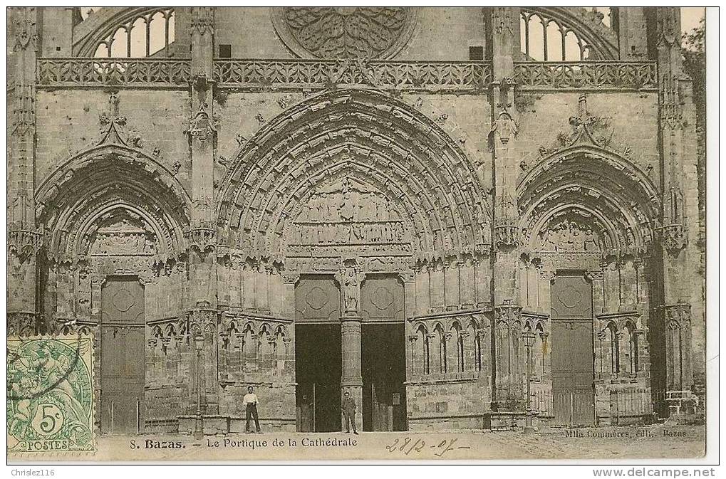 33 BAZAS Portique De La Cathédrale  Petite Animation  1907 - Bazas