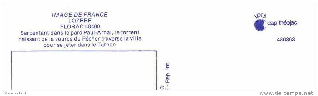 CPSM.  FLORAC. SERPENTANT DANS LE PARC ARNAL.LE TORRENT DE LA SOURCE DU PECHER TRAVERSE LA VILLE ET VA DANS LE TARNON. - Florac