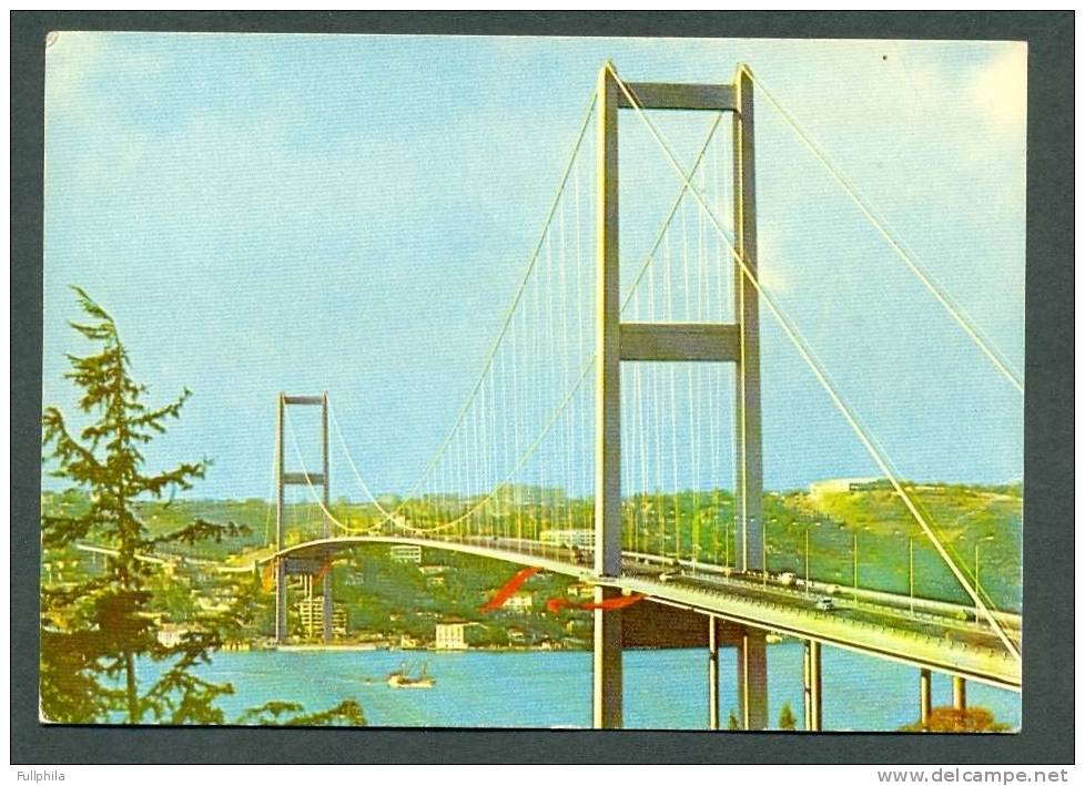 1977 TURKEY BOSPHORUS BRIDGE IN ISTANBUL POSTCARD - Enteros Postales