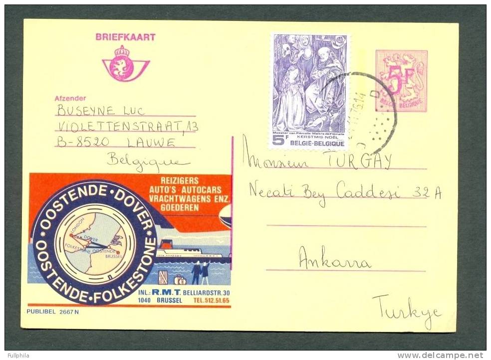 1976 BELGIUM TO TURKEY LETTER-CARD - Carte-Lettere