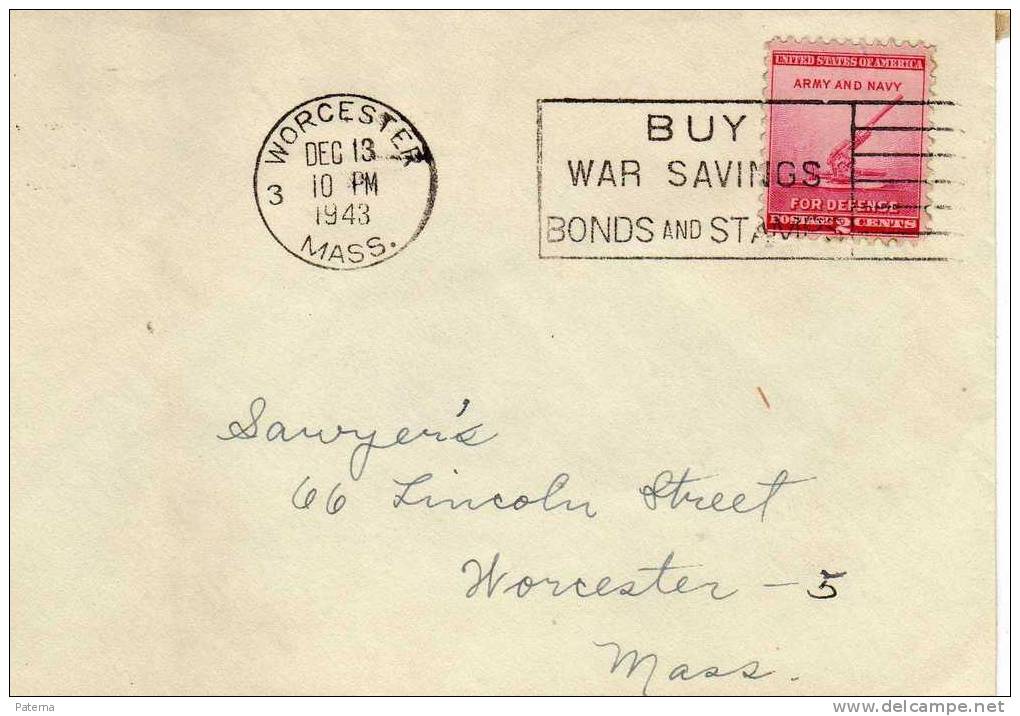 Carta, Worcester.Mass. 1943, Pro-tuberculosos - Cartas & Documentos