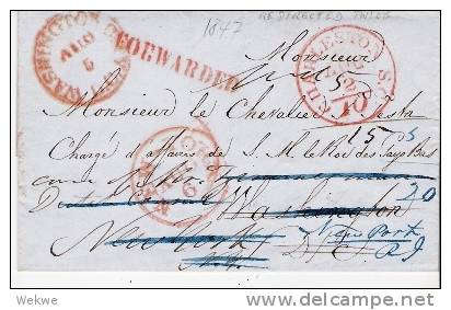 USA006/ Charleston 1847 To Dutch Ambassador, Redirected Twice, With Text - …-1845 Vorphilatelie