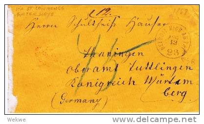 USA014a  1863, / Detroit Mich. AM Paket 23 Cents (St. Lawrence Route) N. Württemberg - …-1845 Voorfilatelie