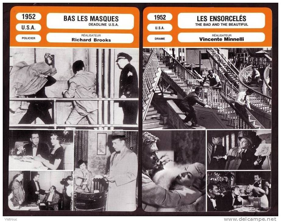 10 Fiches Cinéma (10 Scans) : Filmographie De  1952 à 55, Avec  H. BOGART, L. De FUNES, A.HEPBURN,... - Autres & Non Classés