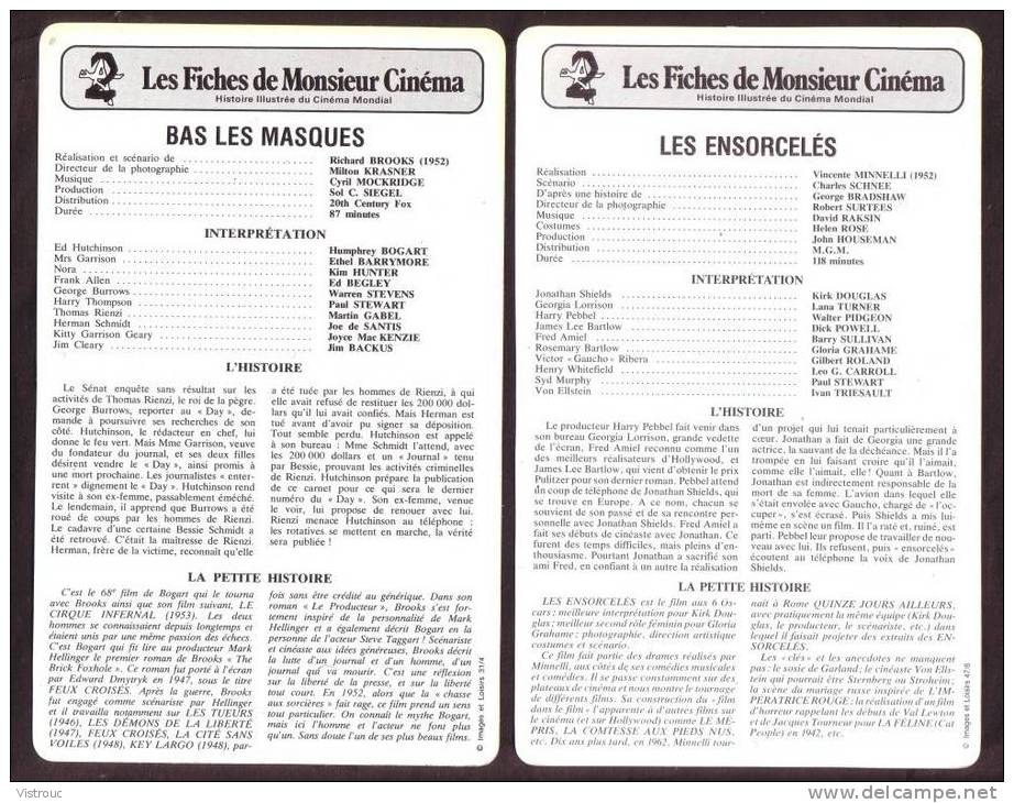 10 Fiches Cinéma (10 Scans) : Filmographie De  1952 à 55, Avec  H. BOGART, L. De FUNES, A.HEPBURN,... - Autres & Non Classés