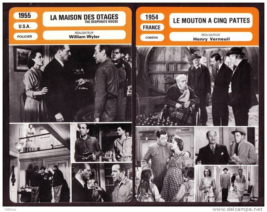 10 fiches cinéma (10 scans) : filmographie de  1952 à 55, avec  H. BOGART, L. de FUNES, A.HEPBURN,...