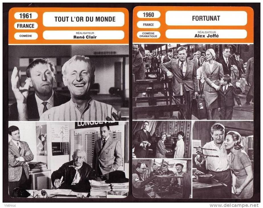 10 fiches cinéma (10 scans) : filmographie de  1959 à 62, avec  R. HUDSON, BOURVIL, M. MORGAN,...