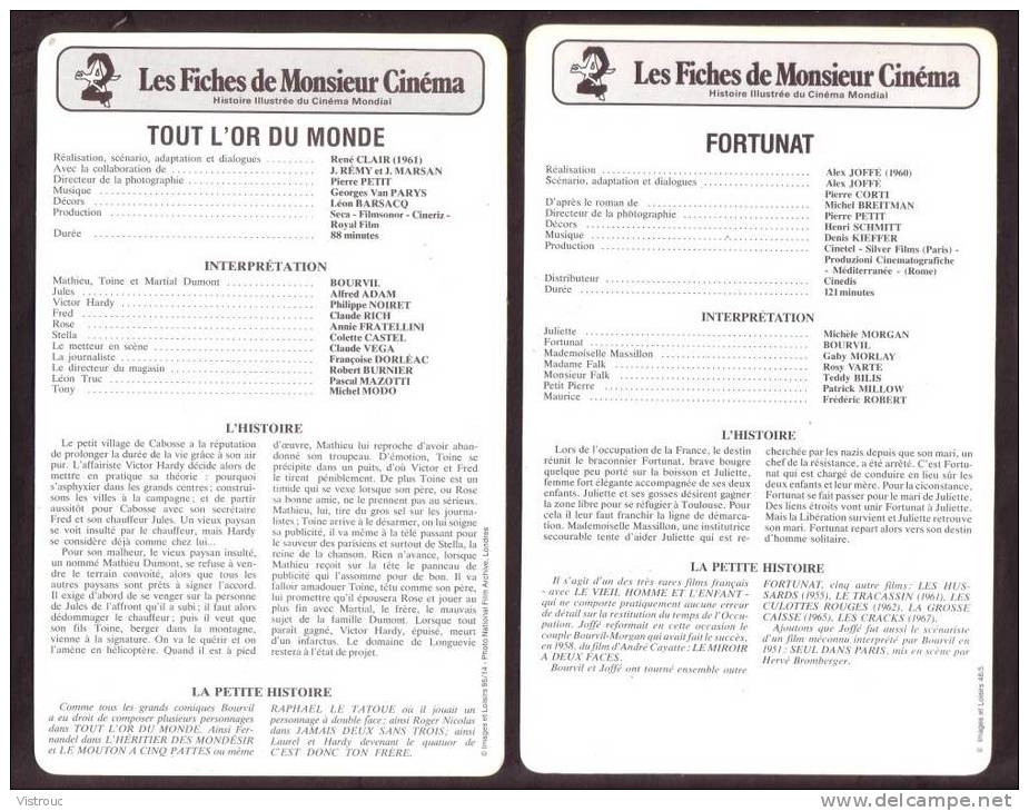 10 fiches cinéma (10 scans) : filmographie de  1959 à 62, avec  R. HUDSON, BOURVIL, M. MORGAN,...