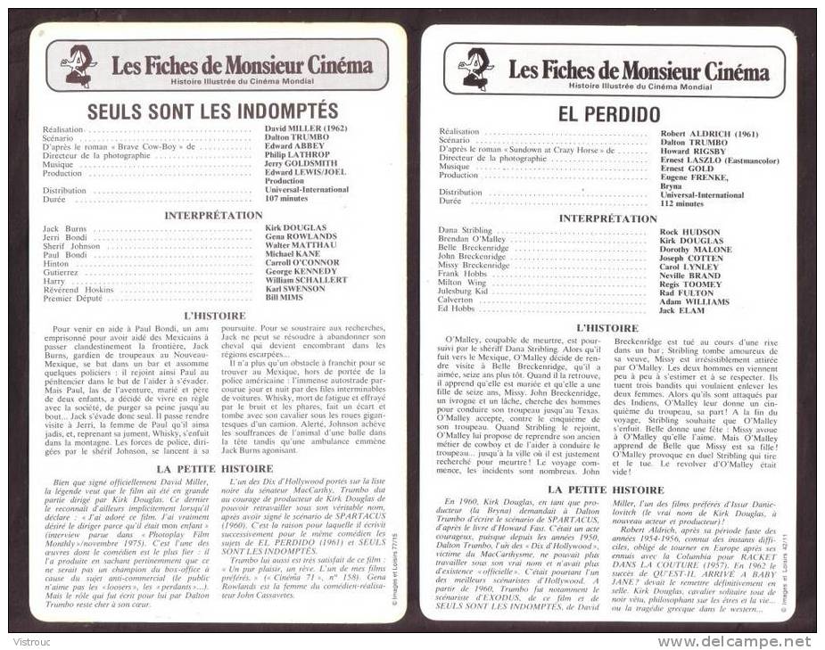 10 fiches cinéma (10 scans) : filmographie de  1959 à 62, avec  R. HUDSON, BOURVIL, M. MORGAN,...