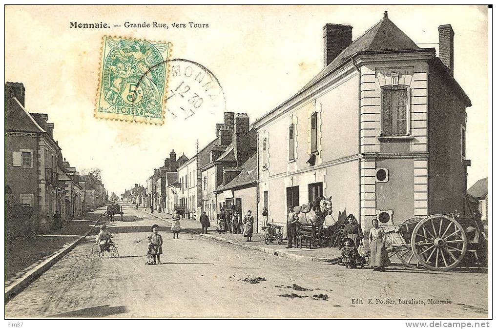 MONNAIE - Grande Rue - Enfants Jouant, Charron,... - Voy. 1907 - Monnaie