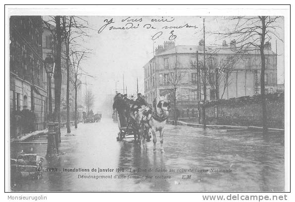 94 )) IVRY, Inondations Janvier 1910, Déménagement D'une Famille Par Voiture, EM 14 - Ivry Sur Seine