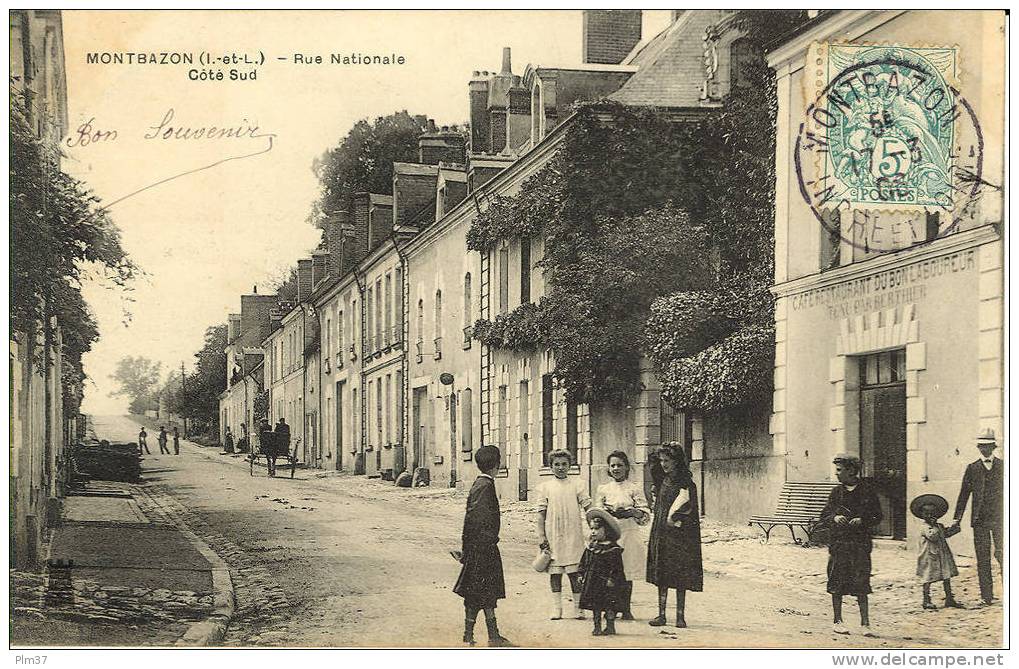 MONTBAZON - Rue Nationale, Coté Sud - Voy. 1906, Parfait état - Montbazon