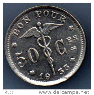 Belgique Bon Pour 50 Cts 1933 Légende Française Sup - 50 Cent