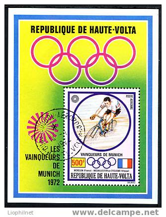 HAUTE-VOLTA 1993, CYCLISME, J.O. MUNICH, 1 Bloc Oblitéré. R102 - Ciclismo